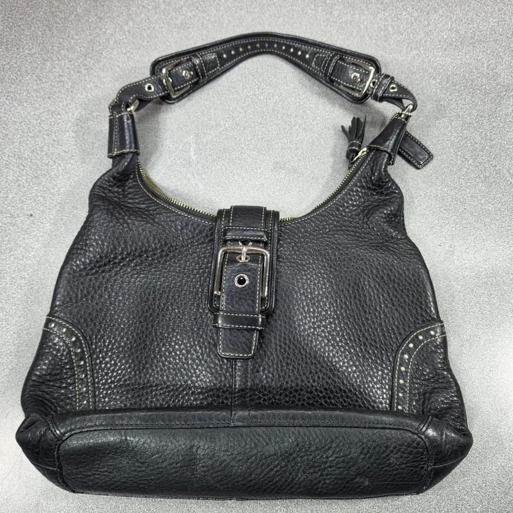 Vintage 2004 Coach Hamptons 5054 Black Leather Shoulder Bag Womens